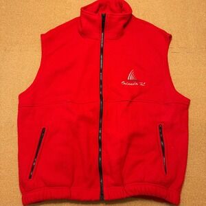 Michael's Fleece Vest Mens XL Red Orlando FL Full Zip Sleeveless Jacket USA Made